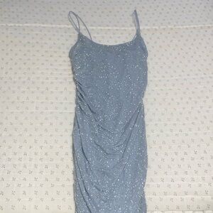 Sparkle Blue Mini Dress with Spaghetti Straps